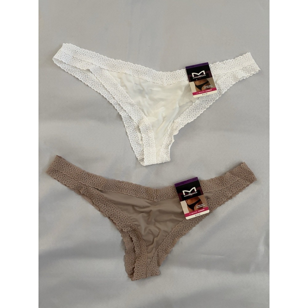 NEW Maidenform DMMVBT V Back Thong 2 Pair Size 2XLarge Women's Thong Multicolor